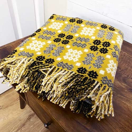 Gold Welsh Tapestry Blanket 3 Gold Welsh Tapestry Blanket
