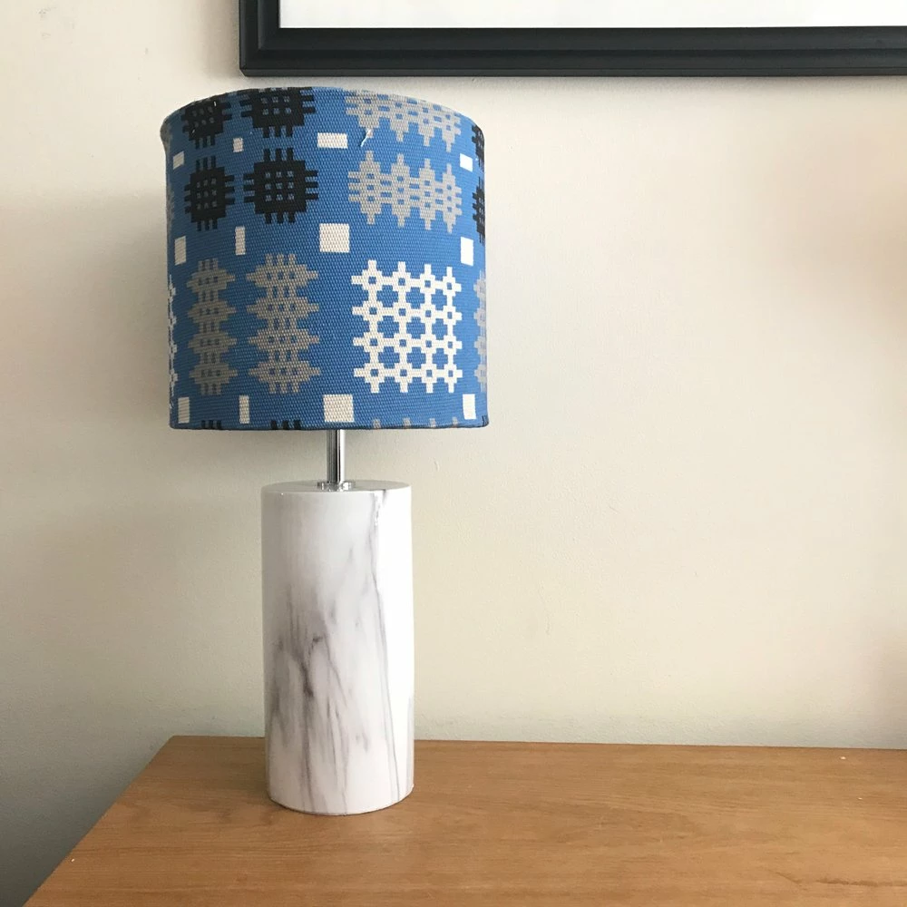 Sky Blue Welsh Tapestry Pattern Lamp 3 Sky Blue Welsh Tapestry Pattern Lamp