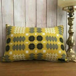 Mustard Yellow Welsh Tapestry Oblong Cushion